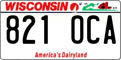 WI license plate 821OCA