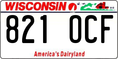 WI license plate 821OCF