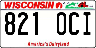 WI license plate 821OCI