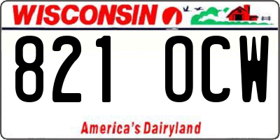 WI license plate 821OCW