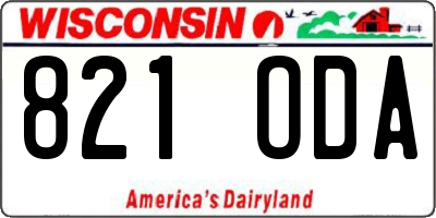 WI license plate 821ODA