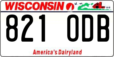 WI license plate 821ODB