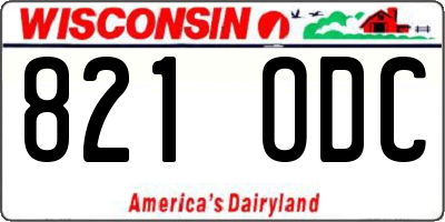 WI license plate 821ODC