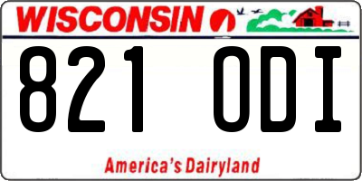 WI license plate 821ODI