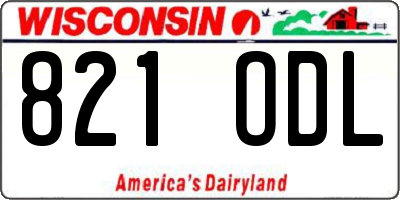 WI license plate 821ODL