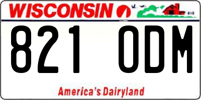 WI license plate 821ODM