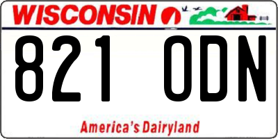 WI license plate 821ODN