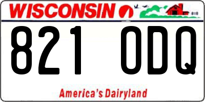 WI license plate 821ODQ