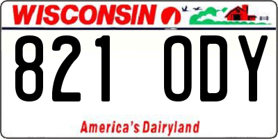 WI license plate 821ODY