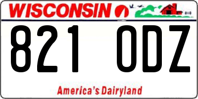 WI license plate 821ODZ