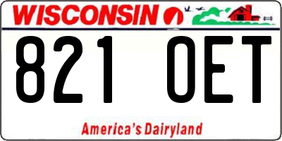 WI license plate 821OET