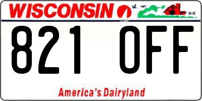 WI license plate 821OFF