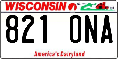 WI license plate 821ONA
