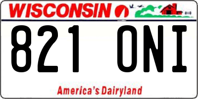 WI license plate 821ONI