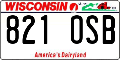 WI license plate 821OSB
