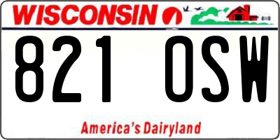 WI license plate 821OSW