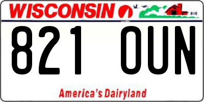 WI license plate 821OUN