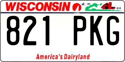 WI license plate 821PKG
