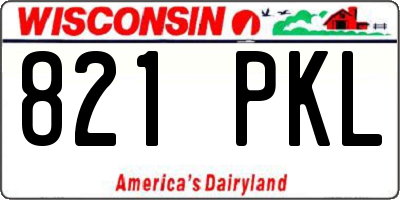 WI license plate 821PKL