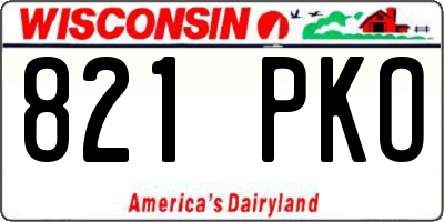 WI license plate 821PKO