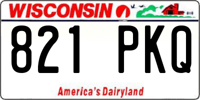 WI license plate 821PKQ