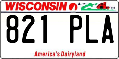 WI license plate 821PLA