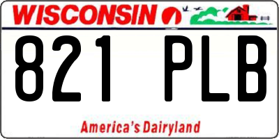 WI license plate 821PLB
