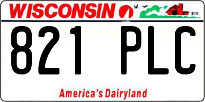 WI license plate 821PLC