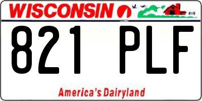 WI license plate 821PLF