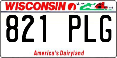 WI license plate 821PLG
