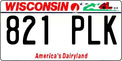 WI license plate 821PLK