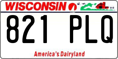 WI license plate 821PLQ