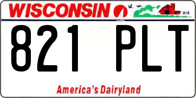 WI license plate 821PLT