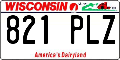 WI license plate 821PLZ