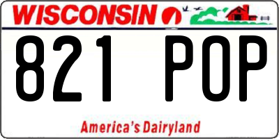 WI license plate 821POP