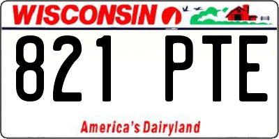 WI license plate 821PTE