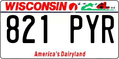 WI license plate 821PYR
