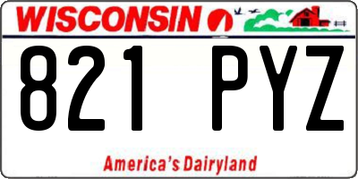WI license plate 821PYZ