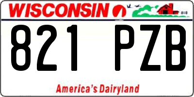 WI license plate 821PZB
