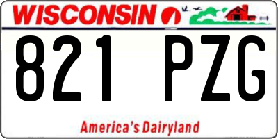 WI license plate 821PZG