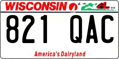 WI license plate 821QAC