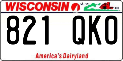 WI license plate 821QKO