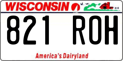 WI license plate 821ROH