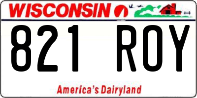 WI license plate 821ROY