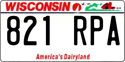WI license plate 821RPA