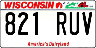 WI license plate 821RUV