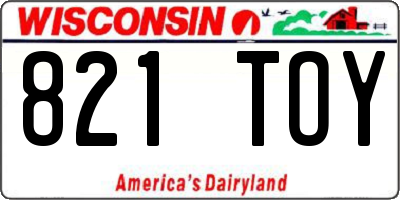 WI license plate 821TOY