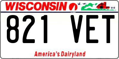 WI license plate 821VET