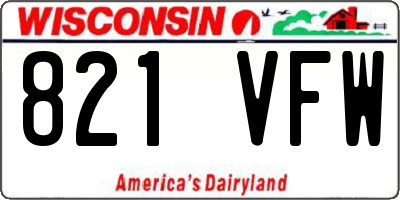 WI license plate 821VFW