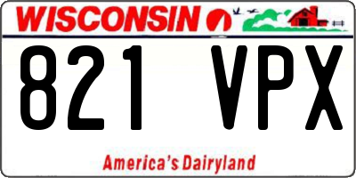 WI license plate 821VPX